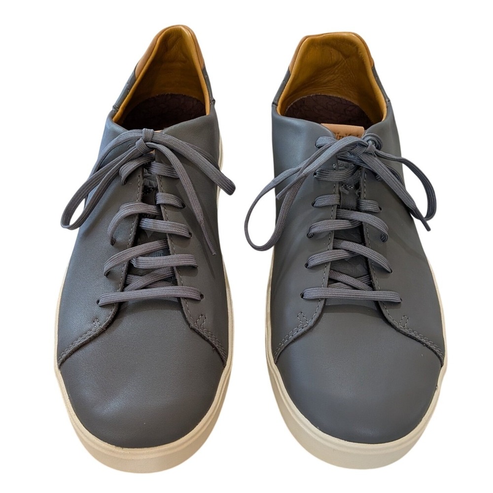 NWOB OluKai Mens Laeahi Li Ili Leather Sneakers Gray Waterproof Size 11.5